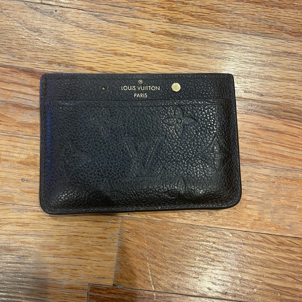 Well Used Louis Vuitton Black Embossed Card Holder